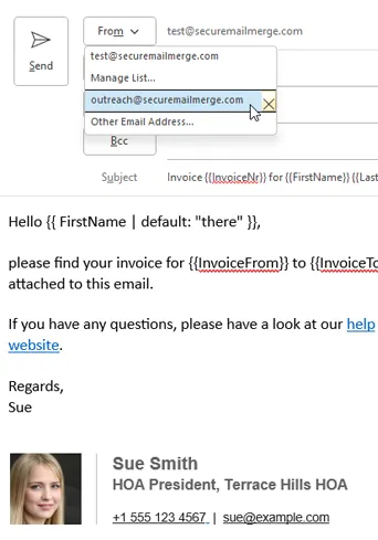 Sending mail merge with attachments from Outlook